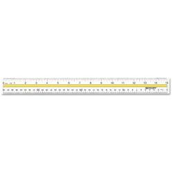 Westcott Products - Westcott - Highlighting Data Beveled Plastic Ruler, 15'', Clear/Yellow Panel - Sold As 1 Each - Simplify reading across computer sheets with the tinted guide. - Clear plastic ruler features a see-through yellow center panel to highligh