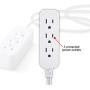 GE White, Designer Extension Surge Protection 5 Pack, Braided Power Cord, 8 ft, 3 Grounded Outlets, Flat Plug, Premium, Gray, 53248