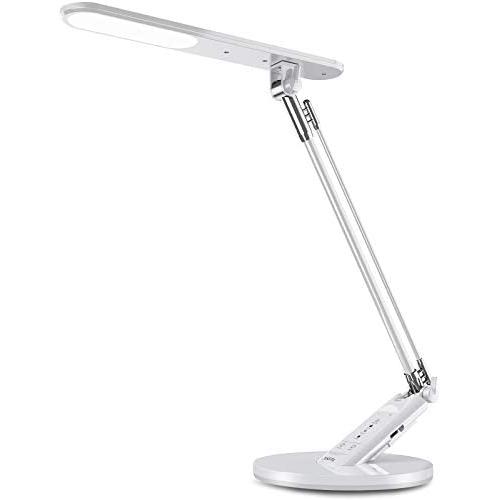 LED Desk Lamp,JUKSTG Eye-Caring Table Lamp,Adjustable Desk Light,Home Office Lamps with USB Charging Port,7 Brightness Levels 4 Lighting Modes,Blue Light Filter,Touch Control,14W Reading Lamp,Silver