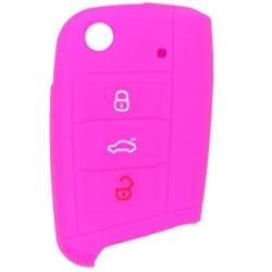 SEGADEN Silicone Cover Protector Case Skin Jacket Compatible with VOLKSWAGEN 3 Button Flip Remote Key Fob CV9803 Rose