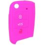 SEGADEN Silicone Cover Protector Case Skin Jacket Compatible with VOLKSWAGEN 3 Button Flip Remote Key Fob CV9803 Rose