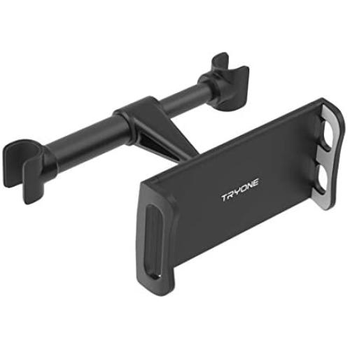 Tryone Car Headrest Tablet Mount Holder Compatible with Smartphones/Tablets/ Switch 4.7''-10.5'', Headrest Posts Width 4.1in-5.9in(Black)