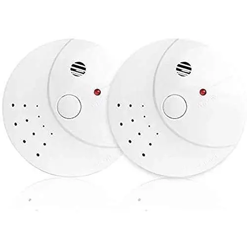 Photoelectric Smoke Detector Fire Alarm Battery-Operated 2 Pack