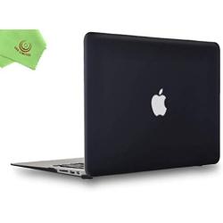 UESWILL Smooth Matte Hard Shell Case Cover Compatible with MacBook Air 11 inch (Model A1370 / A1465) + Microfibre Cleaning Cloth, Black