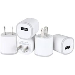 Spark Electronics 5PC 1 Port Rapid Speed [Matte White] Tapered Universal USB Power Adapter Wall Charger Compatible with Apple iPhone 7 7 Plus 6 6S Plus 5 s C Samsung Galaxy S7/S6 Edge Note Nokia