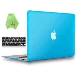 UESWILL Compatible with 2010-2017 Release MacBook Air 13 inch Model A1466 A1369, Hard Shell Case with Black Keyboard Cover + Microfiber Cloth, Aqua Blue