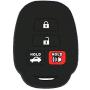 EXUNTECH 2Pcs Rubber Silicone Key Fob Cover Remote Keyless Protector Bag Holder for Toyota Camry Avalon Corolla RAV4 Highlander Venza HYQ12BDM, Black Pink