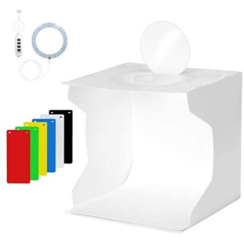 Light Box Photography, nezababy 9x9 Photo Light Box 72 LED Dimmable Lights Portable Folding Studio Light Box with 6 Colors EVA Backdrops Photography Light Box