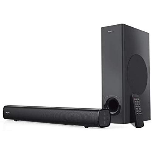Creative Stage 2.1 Channel Under-Monitor Soundbar with Subwoofer for TV, Computers, and Ultrawide Monitors, Bluetooth/Optical Input/TV ARC/AUX-in, Remote Control and Wall Mounting Kit