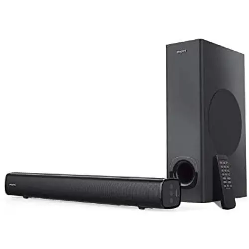 Creative Stage 2.1 Channel Under-Monitor Soundbar with Subwoofer for TV, Computers, and Ultrawide Monitors, Bluetooth/Optical Input/TV ARC/AUX-in, Remote Control and Wall Mounting Kit