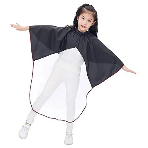 Kids Haircut Cape with Viewing Window, Kids Barber Cape for Hair Cutting-Black