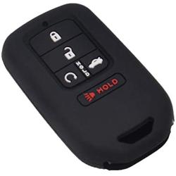 LemSa 2Pcs Keyless Entry Remote Car Smart Key Fob Outer Shell Cover Soft Rubber Protective Case for Honda Civic Accord Pilot CR-V Pilot EX EX-L 2019 2018 2017 2016 2015 A2C81642600, Black+Pink