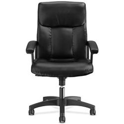 HON HVL151.SB11 Leather Executive Chair - High-Back Computer Chair for Office Desk, Black (VL151)