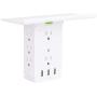 Outlet Extender Surge Protector with USB Ports, Electric Multi Plug Wall Outlet Expander 15 amp, Removable Outlet Shelf, Outlet Multiplier Splitter Adapter Indoor, Alexa Stand, Fast Charge, White
