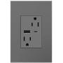 adorne Dual-USB, 15A, Ultra-Fast Charge, 6 Amp, Type A/C, USB, Hybrid Outlet, Magnesium, ARTRUSB156ACM4
