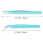 ZeroZ 2 Pcs Stainless Steel Tweezers for Eyelash Extensions Precision Electronics Nail Sticker Rhinestone Jewelry Anti-Static Non-Magnetic (Light Blue)