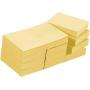 Post-it Notes, Original Pad, 1-3/8 inches x 1-7/8 inches, Recycled, Canary Yellow, 12 Pads per Pack. - New