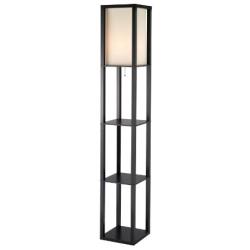 Adesso 3193-01 Titan Tall Shelf Floor Lamp, 72 in, 150W Incandescent/equiv. CFL, Black PVC Veneer on MDF, 1 Floor Lamp