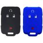 LemSa 2pcs Silicone 4 Buttons Smart Key Fob Cover Remote Keyless Entry Bag Compatible with Chevrolet Silverado Colorado 2017 2018 M3N32337100 13577770 13577771 GMC Sierra Yukon Cadillac, Black+Blue