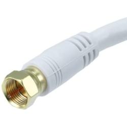 Monoprice 105360 75 Ohm Quad Shielded CL2 F-Type Coaxial RF Cable, 1.5ft, White