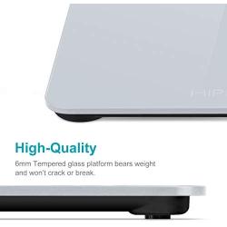 Body Weight Scale for People, HIPPIH Battery-Powered Digital Bathroom Scale with Round Corner, 11x11 in Precise Grey Body Scale with Step-On Technology, Large Blacklit Display, 400 Pounds Max