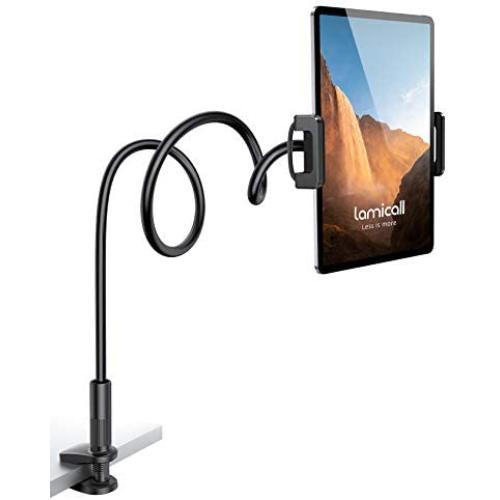 Gooseneck Tablet Mount Holder for Bed - Lamicall Flexible Tablet Arm Clamp, Bed Stand for 4.7-11'' Devices, Such as iPad Mini 7.9, Air 9.7, Pro 10.5/11, Switch, Galaxy Tabs - Black