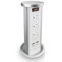 QBA Automatic Pop Up Socket, Pop Up Power Outlet, Pulling Pop Up Power Outlet with 3AC Outlets & 2 USB Ports, Hidden Recessed Pop-Up Power Socket or Household Kitchen Counter Office Conference(White)