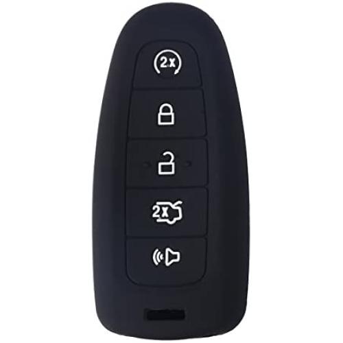 XUHANG Sillicone key Skin Cover key Remote Case Protector Shell for Ford Edge Escape Explorer Focus LINCOLN MKS MKT MKX MKZ Keyless Entry Smart Remote 5 Buttons black