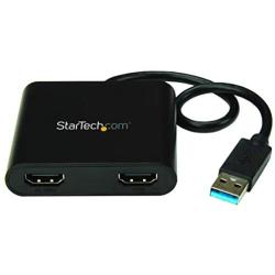 StarTech.com USB 3.0 to Dual HDMI Adapter - 4K 30Hz - External Video & Graphics Card - Dual Monitor Display Adapter - Supports Windows (USB32HD2), Black