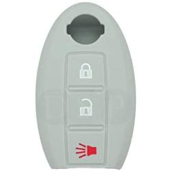 SEGADEN Silicone Cover Protector Case Skin Jacket Compatible with NISSAN 3 Button Smart Remote Key Fob CV9501 Gray