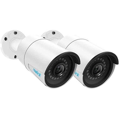 Reolink 5MP PoE Camera (Pack of 2) Outdoor Indoor Video Surveillance Work with Google Assistant, IP Security IR Night Vision Motion Detection Sound Support SD Card Slot RLC-410-5MP