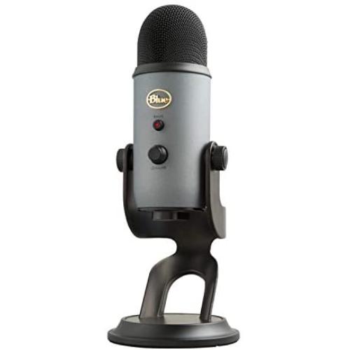Blue Yeti USB Mic for Recording & Streaming on PC and Mac, 3 Condenser Capsules, 4 Pickup Patterns, Headphone Output and Volume Control, Mic Gain Control, Adjustable Stand, Plug & Play - Slate