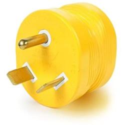 Camco PowerGrip Durable Electrical Adapter - Easy Grip for Simple and Safe Use, 30 AMP Male 15 AMP Female (55233), Yellow|Yellow