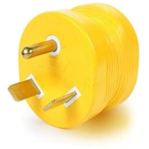 Camco PowerGrip Durable Electrical Adapter - Easy Grip for Simple and Safe Use, 30 AMP Male 15 AMP Female (55233), Yellow|Yellow