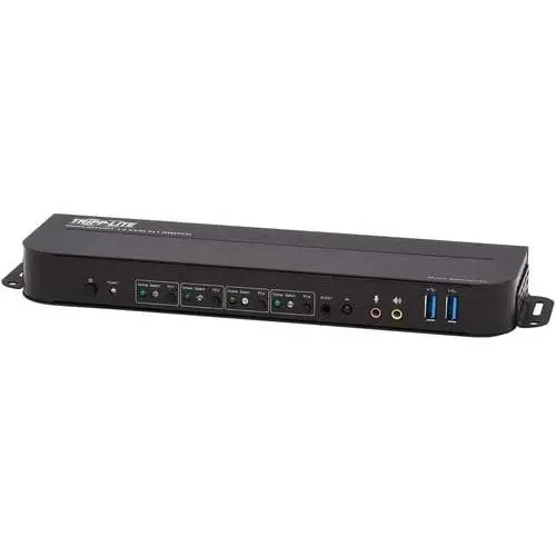 Tripp Lite 4 Port DisplayPort USB KVM Switch, Quad Port DP USB KVM Switch, 4K 60 Hz, HDR, HDCP 2.2, DP 1.4, USB 3.0 Cables, Black (B005-DPUA4)