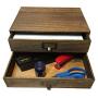 Wallniture Home Office Desk Organizer - Wooden 2 Drawer Under Monitor Stand - Printer Platform - Paper Holder Walnut