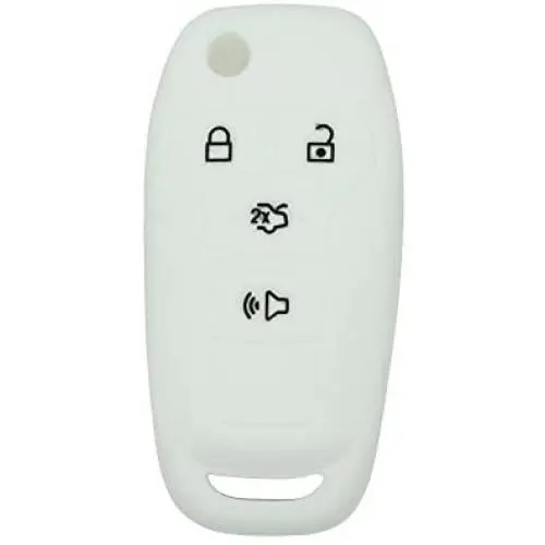 SEGADEN Silicone Cover Protector Case Holder Skin Jacket Compatible with FORD Fusion 4 Button Flip Remote Key Fob CV2711 White