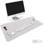 HOMECAS Desk Pad,Office Desk Mat Blotter,35'' x 18'' Upgraded PU Leather Desk Protector Cover Large Mouse Pad, Waterproof Writing Mat for Office/Home/Computer,Dual Use (Gray & Silver)