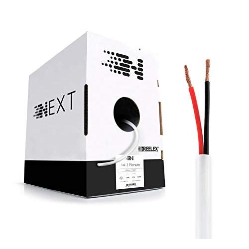 Next 14/2 Plenum Speaker Wire - 14 AWG/Gauge 2 Conductor - UL Listed in Wall (CL2P/CL3P/CMP) Rated - Oxygen-Free Copper (OFC) - 500 Foot Bulk Cable Pull Box - White