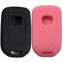 Key Fob Cover 2Pcs KOSMIQ Silicone Smart Car Key Case Protector for 2018 2017 2016 2015 Honda Accord Civic CR-V CRV Pilot EX-L(Red Pink)
