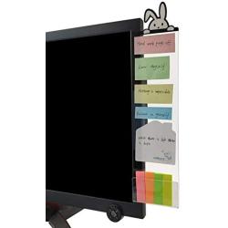 MINSA Fashion Multifunction Utility Acrylic Transparent Computer Monitors Side Panel/Memo Pads/Message Boards/Sticky Boards for Computer Screen, 1 Set (Left & Right) (Rabbit)