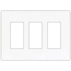 EATON 9523WS Aspire 9523 Decorative Mid Size Screw less Wall Plate, 3 Gang 4-1/2 In L X 6.37 In W 0.08 In T, Satin, White