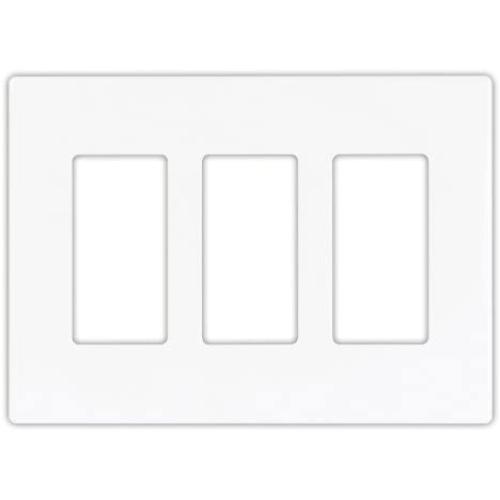 EATON 9523WS Aspire 9523 Decorative Mid Size Screw less Wall Plate, 3 Gang 4-1/2 In L X 6.37 In W 0.08 In T, Satin, White