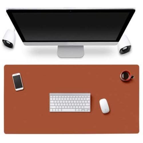 Desk Blotter Mat Table Protector on Top of Office Laptop Computer Desktop Accessories Cover Pad Under Keyboard Gaming Mousepad for Men Boy Teen Kids PU Leather DIY Crafts PU Leather Brown 16 x 32 Inch