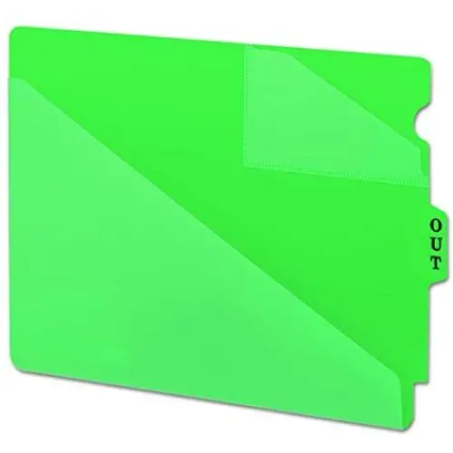 Smead 61962 Out Guides w/Diagonal-Cut Pockets, Poly, Letter, Green (Box of 50)