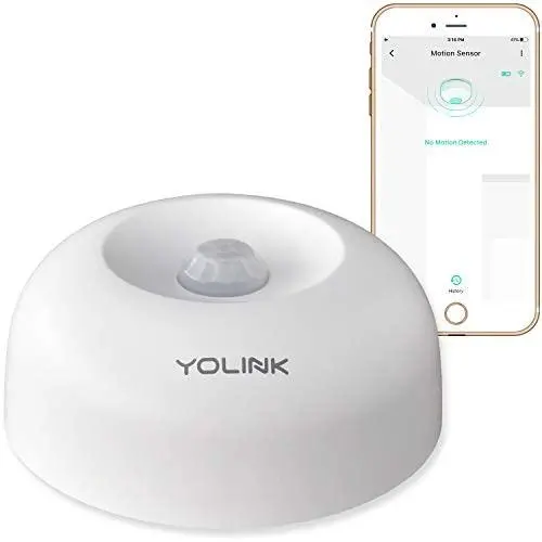 YoLink Motion Sensor, 1/4 Mile Worlds Longest Range Smart Home Indoor Wireless Motion Detector Sensor Compatible with Alexa IFTTT, Movement Detector App Alerts Remote Monitor - YoLink Hub Required