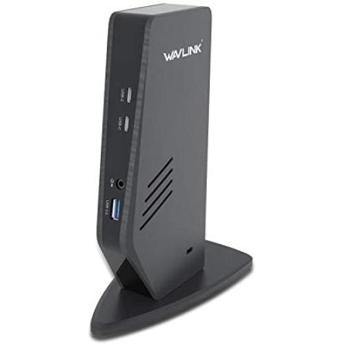 WAVLINK USB 3.0 Universal Laptop Docking Station,Dual 4K&60Hz & Single 5K@60Hz Display with DisplayPort and HDMI for Windows (2xDisplay Port 1.2, 2xHDMI 2.0, 5xUSB 3.0 Port, Gigabit Ethernet, Audio)
