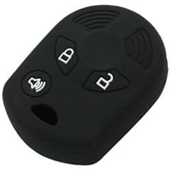 SEGADEN Silicone Cover Protector Case Holder Skin Jacket Compatible with FORD 3 Button Remote Key Fob CV2705 Black