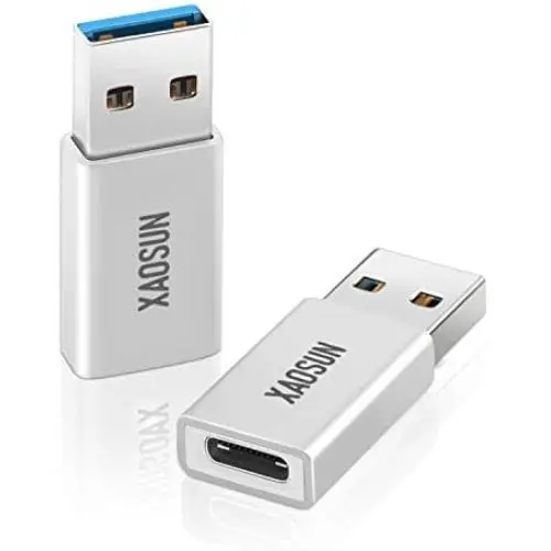 [10Gbps] USB to USB C Adapter (2 Pack) - XAOSUN USB-A to USB-C Adapter - Support One-Sided Superfast Data Transmission & 100W Fast Charging - Compatible with Laptops, PC, Chargers, Oculus Quest Link