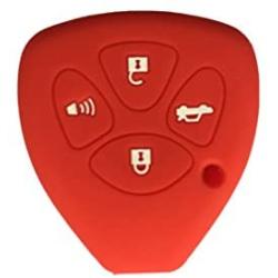 Red Silicone Key Jacket Key Case 4 Buttons Remote Fob Skin Cover Key Case Holder Bag for TOYOTA Camry Avalon Matrix Corolla Land Cruiser